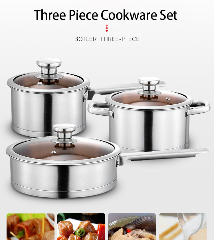 Amazon Top Seller Multipurpose 6PCS Pot Stainless Steel Frying Pan Cookware Sets With Glass Lid