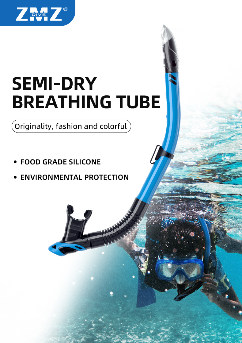 Semi Submarine Swim Training Snorkel Set For Adult Diving Spearfishing PVC Silicone