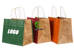 Quality Disposable Kraft Bags With Handles , Portable Brown Paper Shopping Bags wholesale