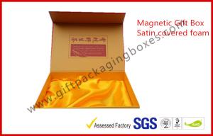 Quality Magnetic Rigid Gift Boxes Satin Covered Foam with UV Coating wholesale