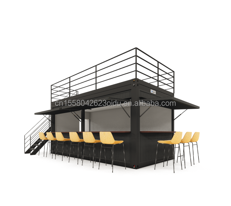Galvanized Steel Square Tubes Steel Coffee Shop Container Modern 20ft Prefabricated Container Bar for Outdoor