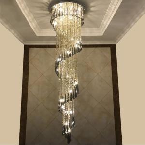 Quality Modern Chandelier For Smoky Gray Crystal Luxury Fixtures Long Interior Stairway Chandelier(WH-NC-33) wholesale
