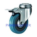 Rubber 75mm Trolley Wheels , Swivel Bolt Hole Castors With Brake