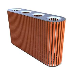 Quality 4 Compartments Outdoor Recycling Bins With 316 Stainless Steel Solid Timber Material wholesale