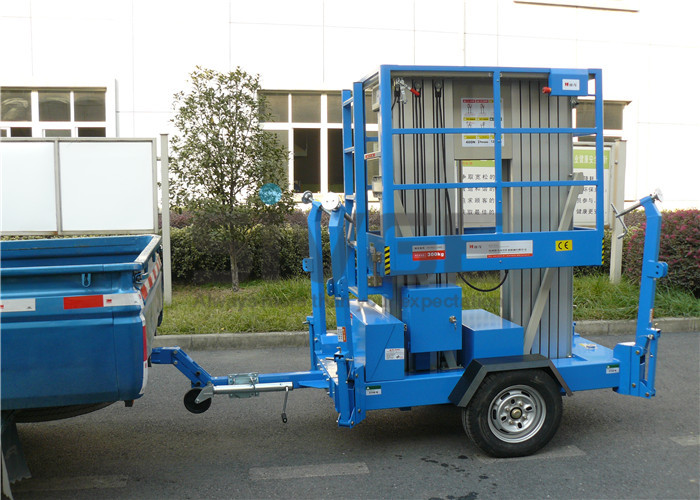 Aluminium Alloy Hydraulic Work Platform , 10m Dual Mast Trailer Mounted Boom Lift