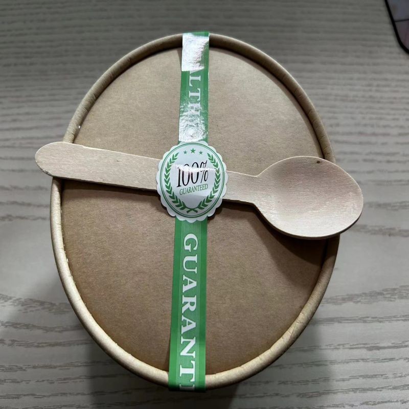 Diameter Of 14 Cm Disposable Takeaway Box Kraft Paper Food Container Set With Cutlery Used In Hotel Restaurants