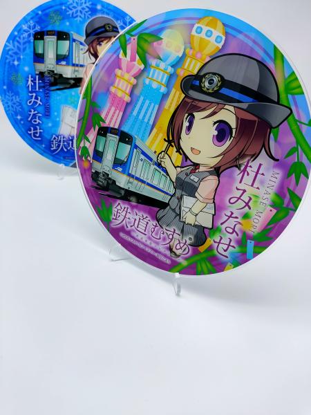 Offset Printing Acrylic Stand Figures Ound Cylinder Pedestal 30cm X 21cm
