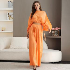 Quality Solid Color Women Evening Gowns Long Sleeve Ruffle Loose Personalised wholesale