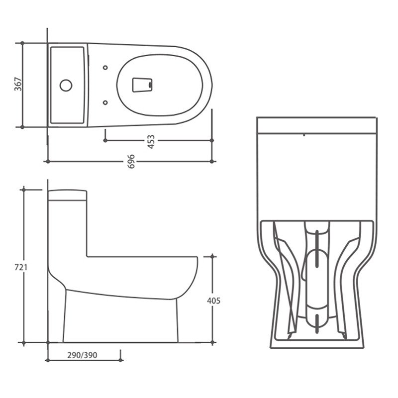 Modern Ceramic 1 Piece Elongated Toilet Dual Flush 0.9/1.3 GPF