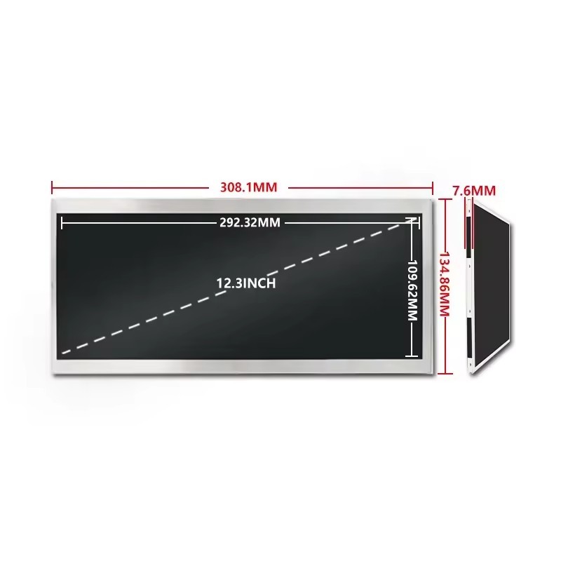 12.3 Inch Full Color Sunlight Readable LCD Screen Display IPS TFT FHD Display 1920x720