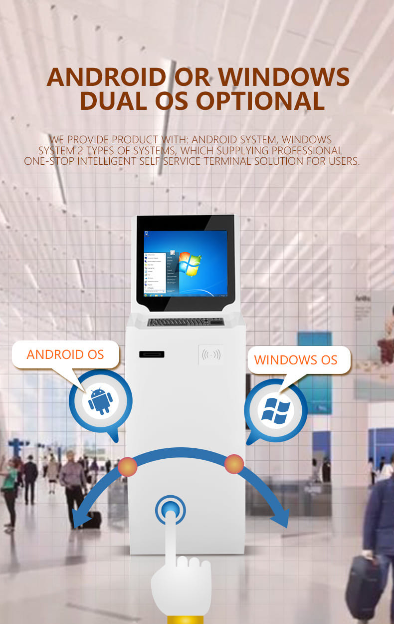 19 Inch Self Service Ticket Collect Terminal Touch Screen Self Service Kiosk
