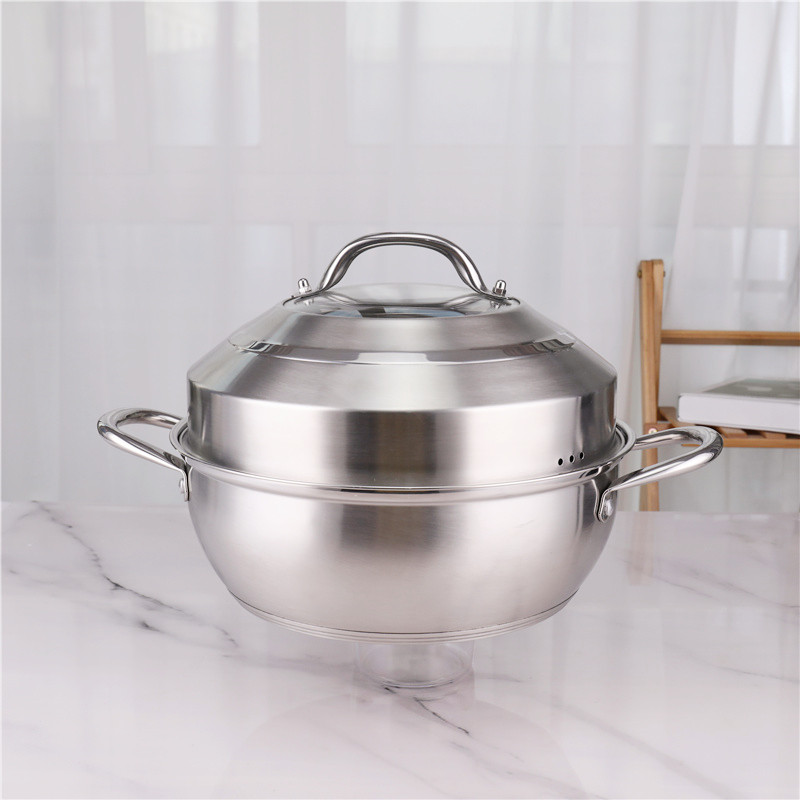 Double Bottom Stackable Steamer Pot With Combination Cover