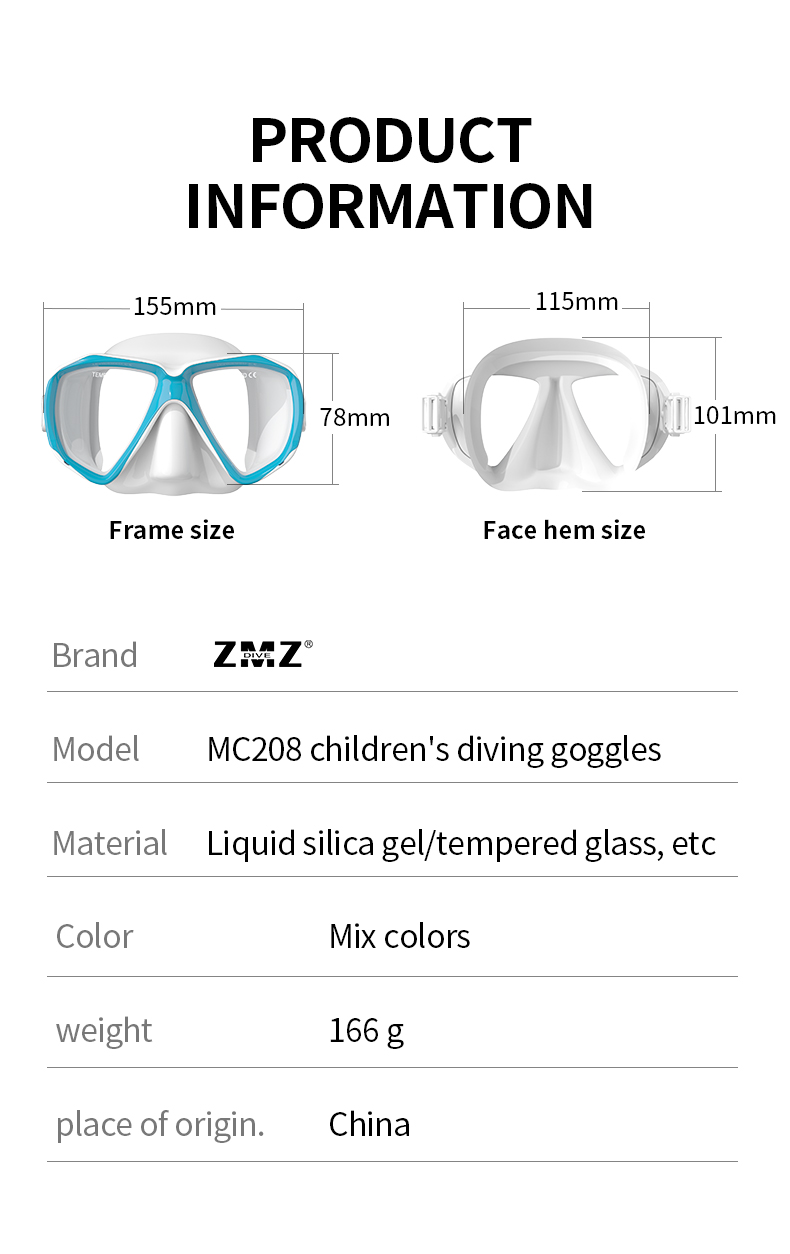 Kids Underwater Diving Equipment Full View Snorkel Mask For Glasses Wearers
