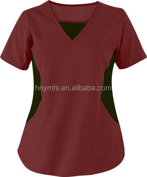 Basic Hospital Scrubs V Neck New Style Stretchy Medical Scrubs Sets