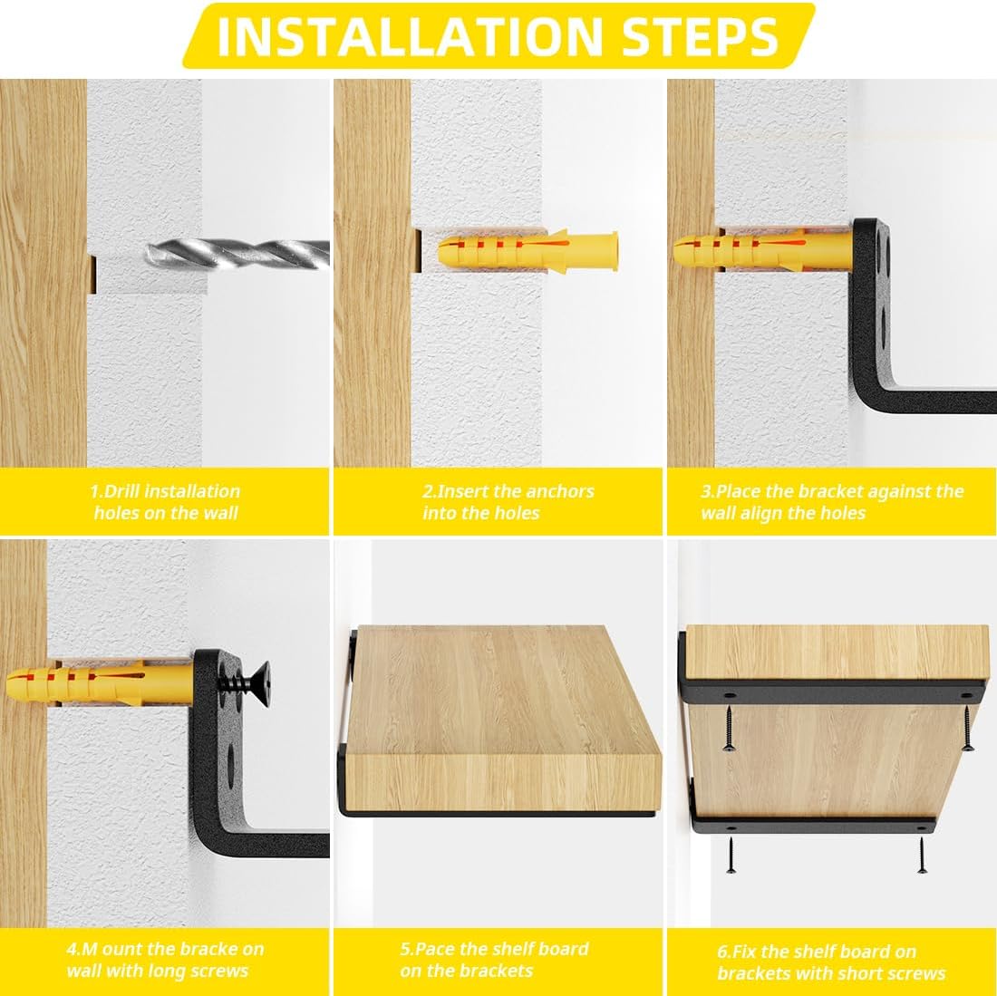 ISO9001 Rohs CE 16949 Carbon Steel Floating Shelf Brackets for Wall Support System