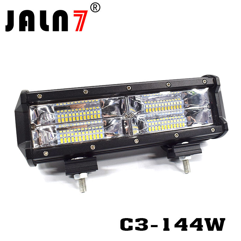LED Light Bar JALN7 144W 3Rows Flood Beam LED Driving Lamp Super Bright Off Road Lights LED Work Light Boat Jeep