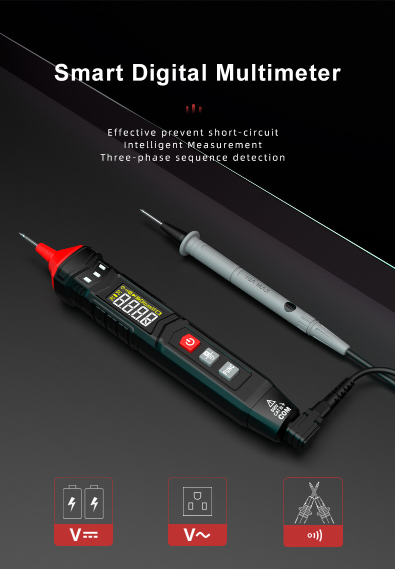HT121 Pen Type Digital Multimeters Smart Handheld Multi-meter True RMS LCD 4000 Counts Universal Meter Voltmeter DC/AC