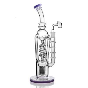 Quality Freezable Glass Water Bongs Recycler Dab Rigs Big Glass Bongs Water Pipes 12.5 Inch wholesale