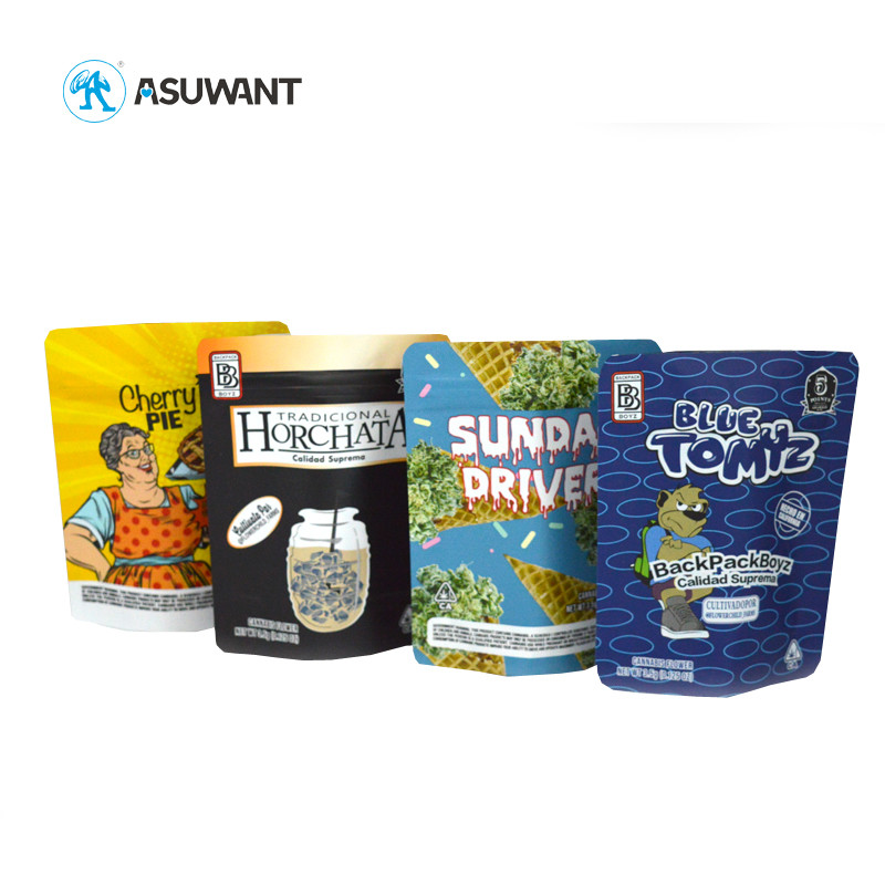 OEM Compostable Mylar Stand Up Pouches Stand Up Herb Packaging Bags With Zipper