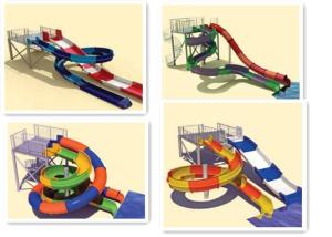 Quality Interactive Swimming Pool Water Slide Equipment Mix Color Steel Columns wholesale