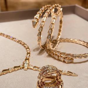 Quality 18k Solid Gold Snake Bangle Natural Diamond Replica Jewelry SERPENTI Bracelet wholesale