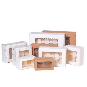 Quality 4x4 Kraft Paper Single Mini Pastry Cake Box For Wedding Christmas Baking wholesale