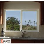 Double - Layer Silent Aluminum Sliding Glass Windows Grey Color Commercial