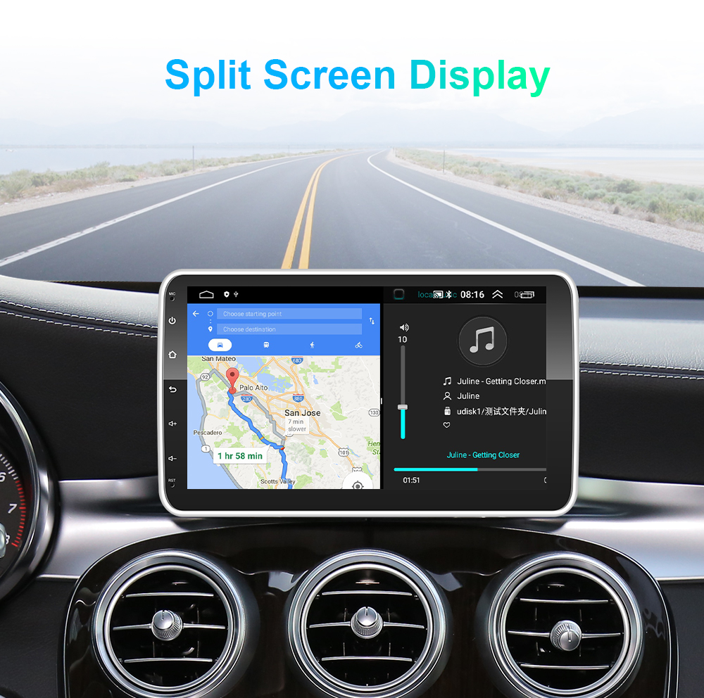 10.1 inch Big IPS Screen Car Multimedia Player with Rotatable Display and GPS Stereo