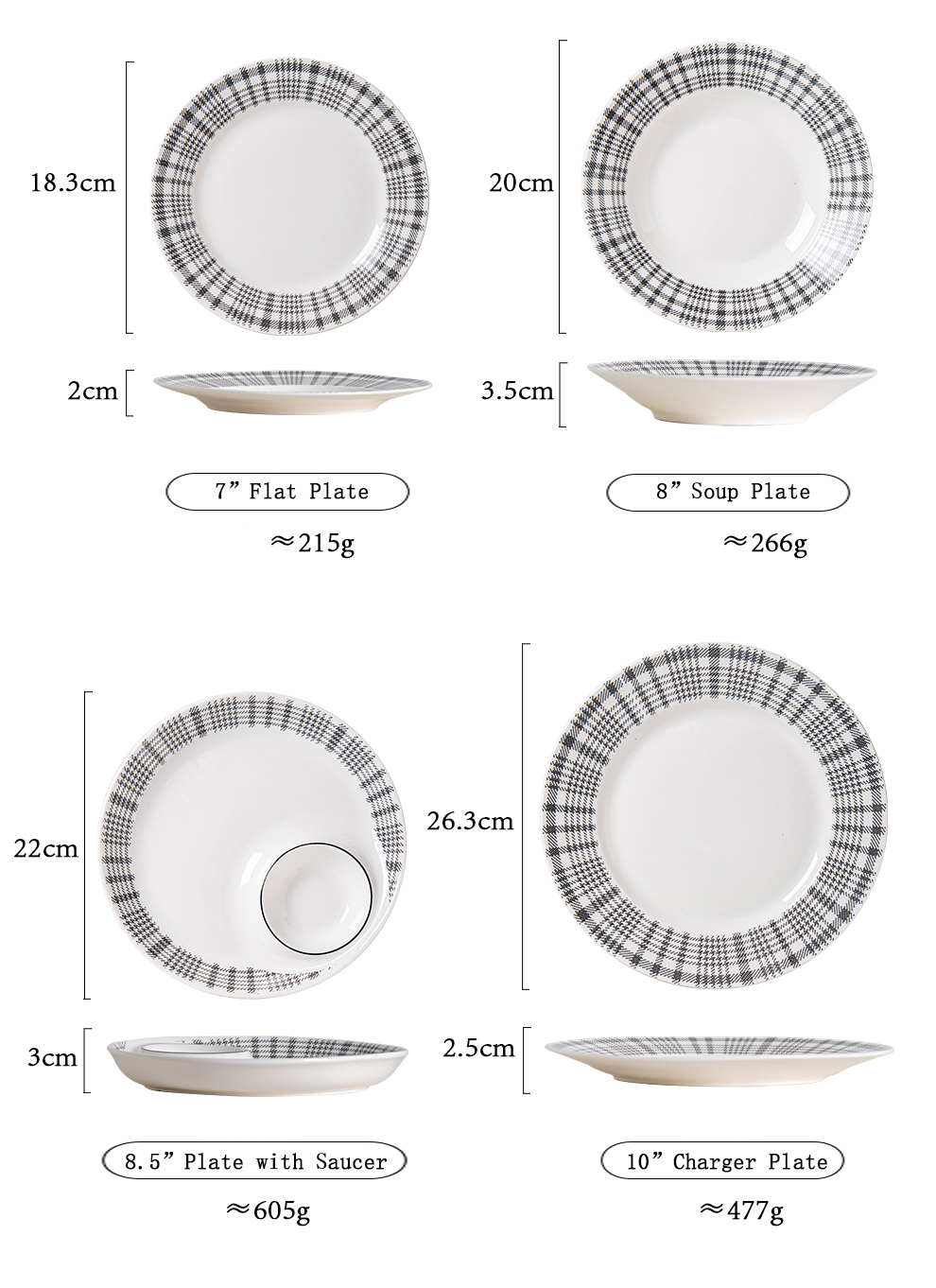 Sustainable Fabric Pattern Dinnerware Set In Modern Nordic Style For Luxury Tableware
