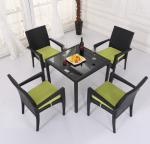 Black Wicker Patio Dining Table Garden Restaurant Dinning Table Set