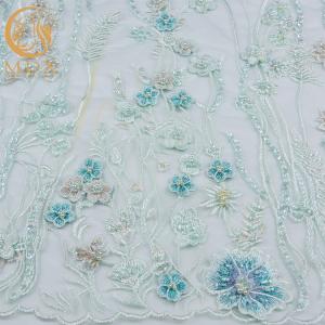 Quality Evening Dress Green Lace Applique Handwork 3D Embroidery Lace Fabric wholesale
