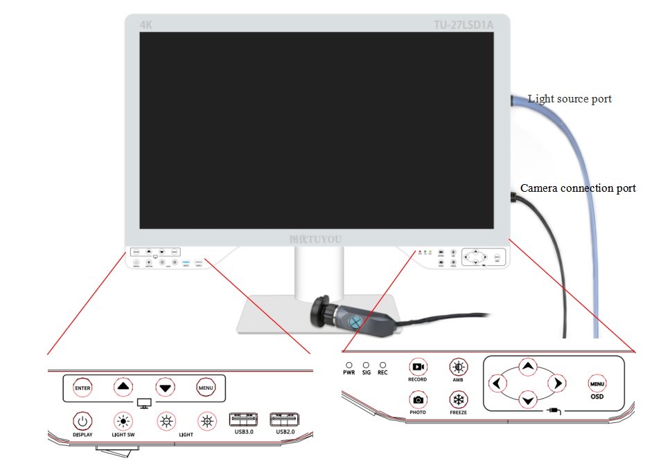 27 Inches Endoscope 4K For Laparoscopic Surgery With Light Source And Monitor