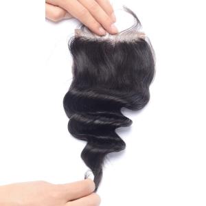 Quality Natural 4x4 Lace Closure Hair Extensions No Animal Loose Wave Closure wholesale