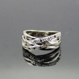 Quality Women Jewelry 925 Silver Green Cubic Zirconia Crossover Ring(FR0146) wholesale