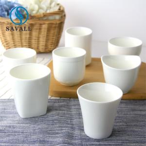 Quality Coastal White Porcelain Tea Cups Porcelain Cups And Saucers FDA EU wholesale