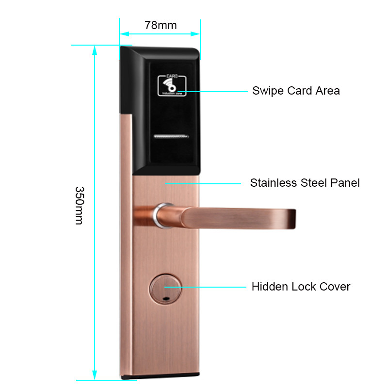Mechanical Key MF1 T557 RFID Smart Door Lock ID TEMIC With Management Software