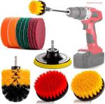 15 Pieces PP Drill Cleaning Brush Steel Handle Electric Drill Brush Cleaning Kit