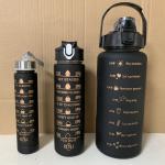 3 PCS Water Bottles With Straw 10oz 32oz 64oz Motivational Sport Water Bottles