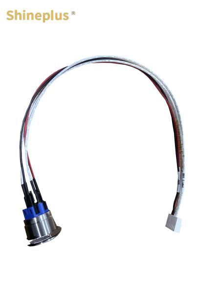 Stainless Steel Metal Self-Locking Button DUT Power Off Button Cable Harness