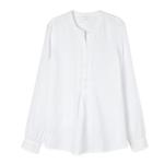 Simple White Pure Muslimah Linen Blouse Women Ladies