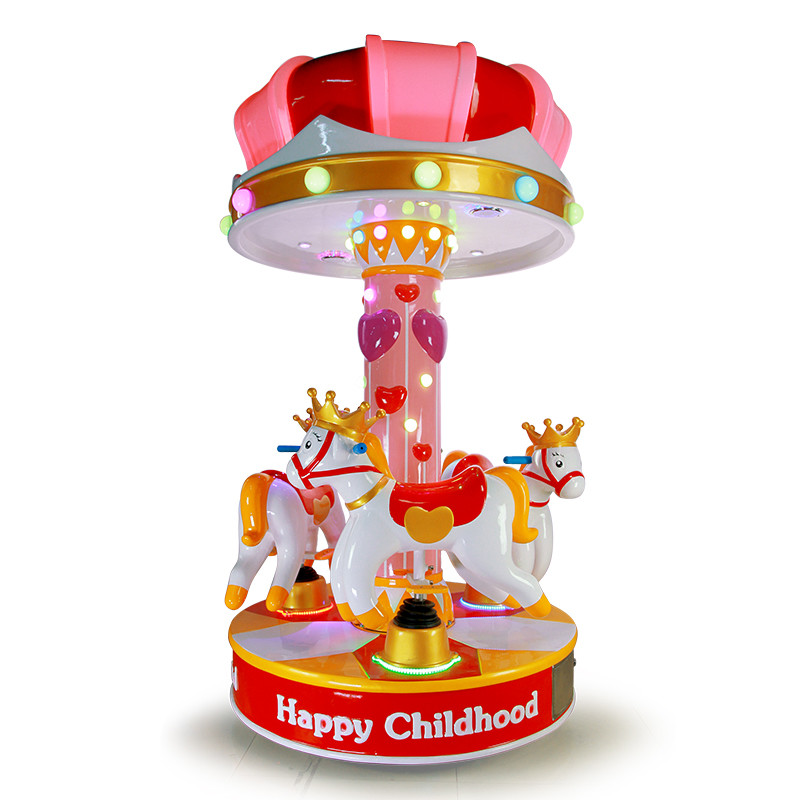 3 People Amusement Kids Ride Indoor Outdoor Playground Merry - Go - Round Small Carousel