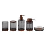 Acacia Wood Glass Bathroom Accessories With Natural Soap Dispenser Pump Head