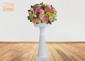 Quality Classic Glossy White Fiberglass Floor Vases With Pedestal For Wedding 2 Sizes wholesale