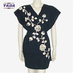 Quality Latest african bazin hand embroidery design party swing dinner dresses vintage dress for ladies wholesale