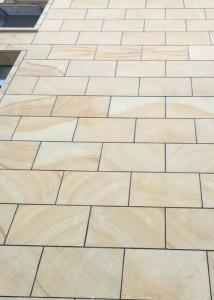 Quality Wooden vein Sandstone natural sawn cut bushhammered honed tile slabs wholesale