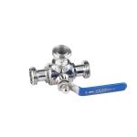 WZ 3 way ball valve for medical tanks DIN 3A SMS Equal Stainless steel 304 316