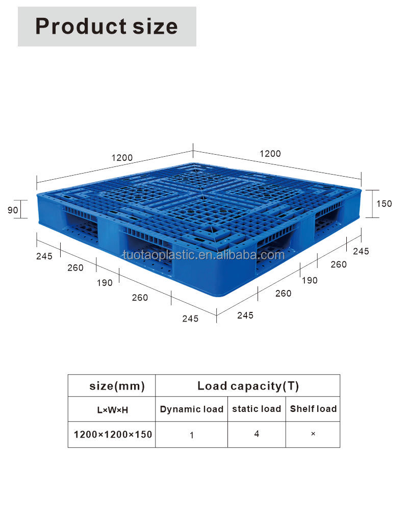 ISO9001 Certified Plastic Flat Nine Feet HDPE Blue Pallet for Logistics Industry Storage