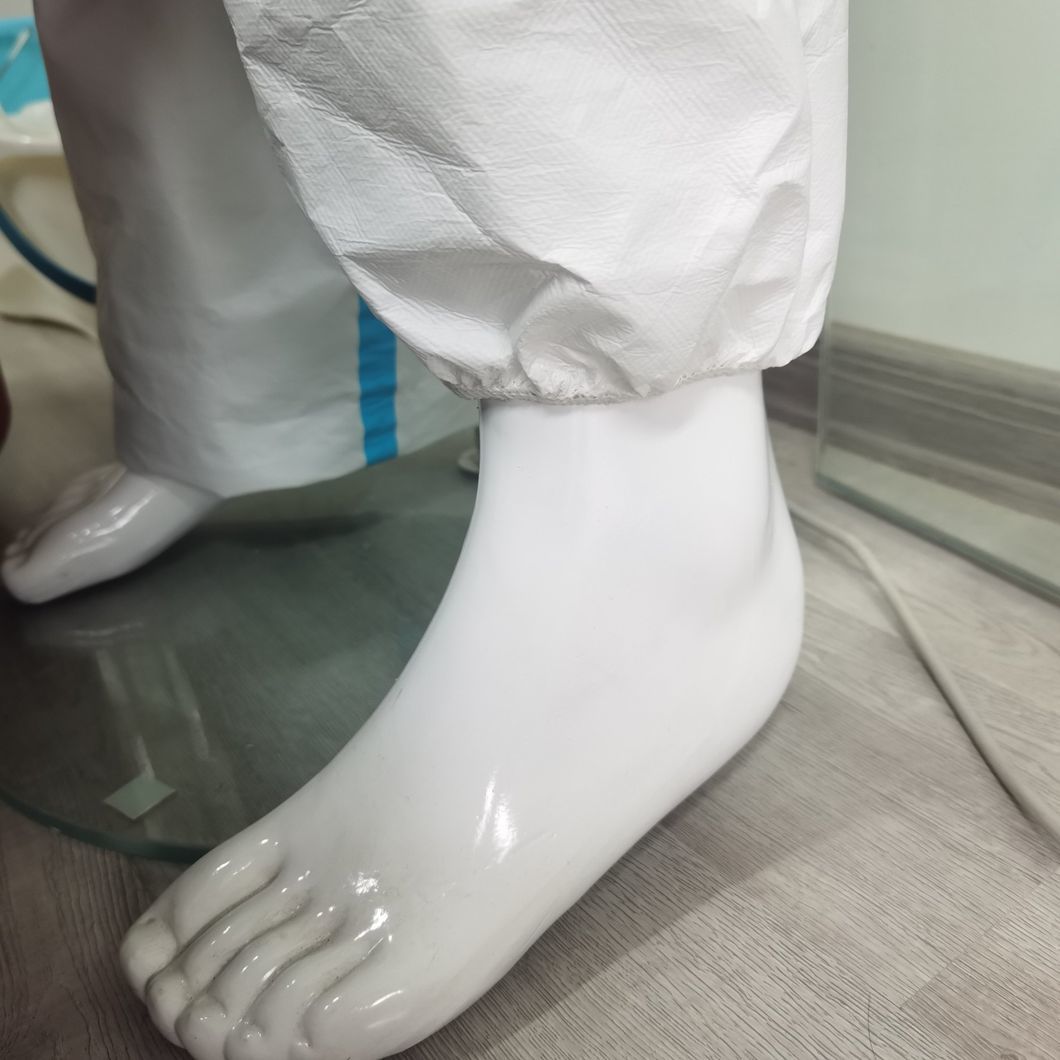 En14126 CE Disposable White Microporous Hooded Nonwoven Coverall