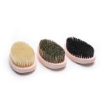 Pink Oval Wave Brush Wood Handle Boar Bristle With Engraved Logo