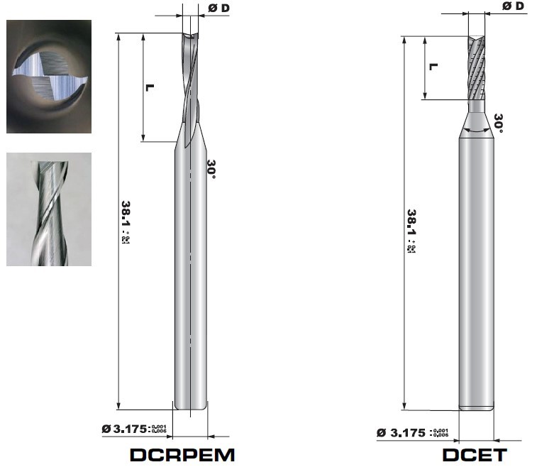 ISO90001 FR4 3.175mm PCB End Mill For Cnc Router PCB Routing